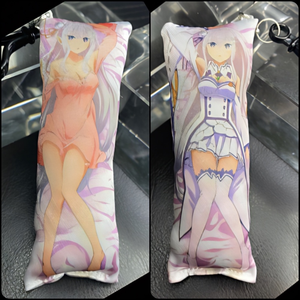 Emilia Re Zero Anime Body Pillow Plush Keychain